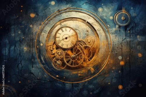 Abstract background with symbols of time and cyclicity photo