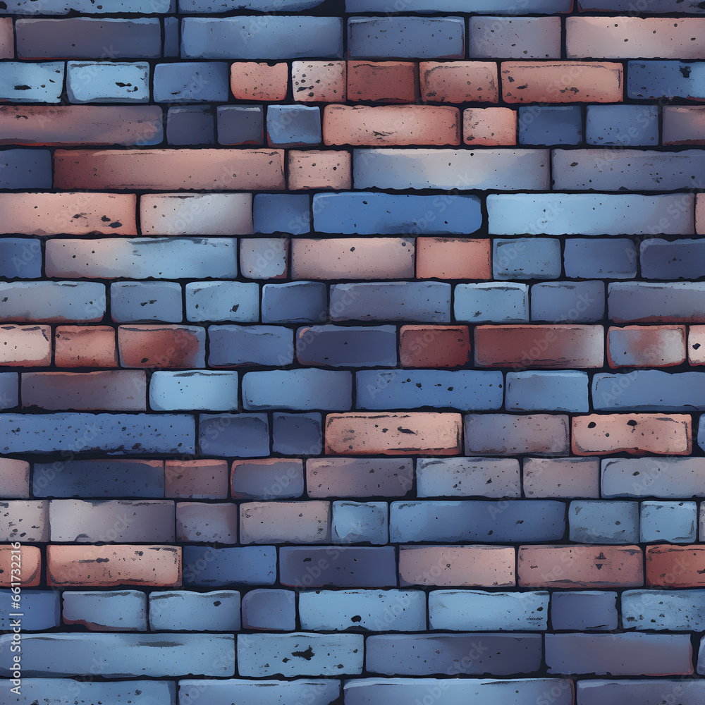 Fototapeta premium Seamless brick tile cartoon style. Continuously repeating patterns provide an endlessly versatile background for varied usage