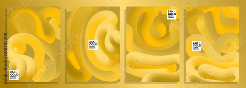 abstract 3D golden worm cover background design set