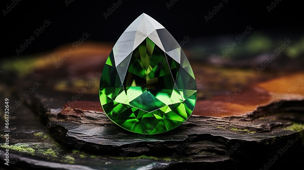 green diamond on white background - obrazy, fototapety, plakaty 