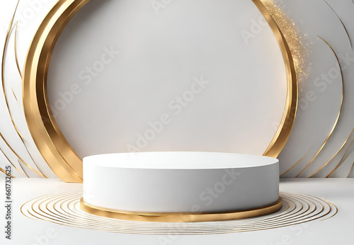  Luxurious Gold Round Podium Stage, Circle Platform for Luxury Product Display, Gold Circular Podium for Product Exhibits, The Gold Round Stage for Product Display