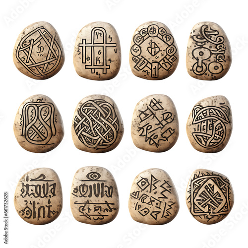Celtic Runes in Graphic Style isolated on transparent or white background, PNG