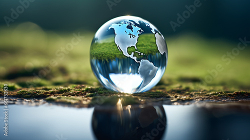 A water droplet with a picture of the earth