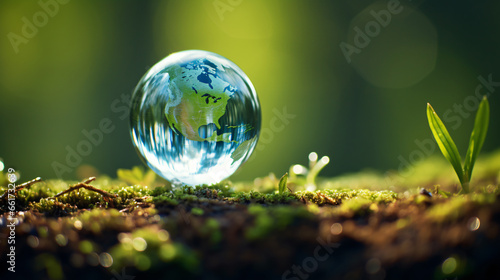 A water droplet with a picture of the earth