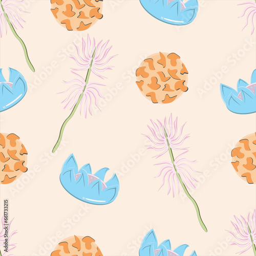 Seamless Pattern Abstract Flower Soft Color