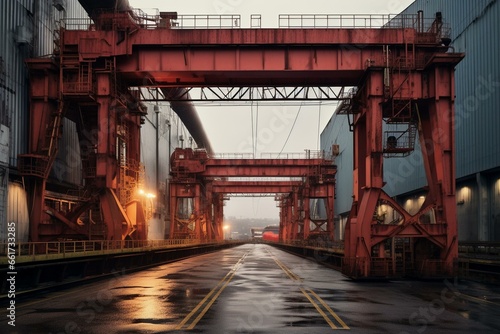 Gantry crane used in an industrial setting. Generative AI photo