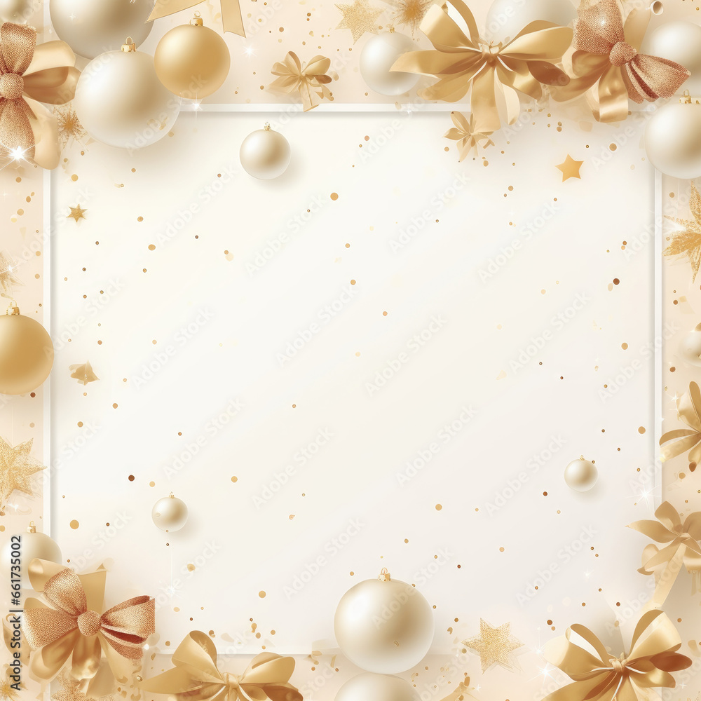 Luxurious golden background, sparkling with golden snowflakes and sparkling balls for Christmas. Elegant pastel tones for printing, Christmas cards, wallpaper, banners.
