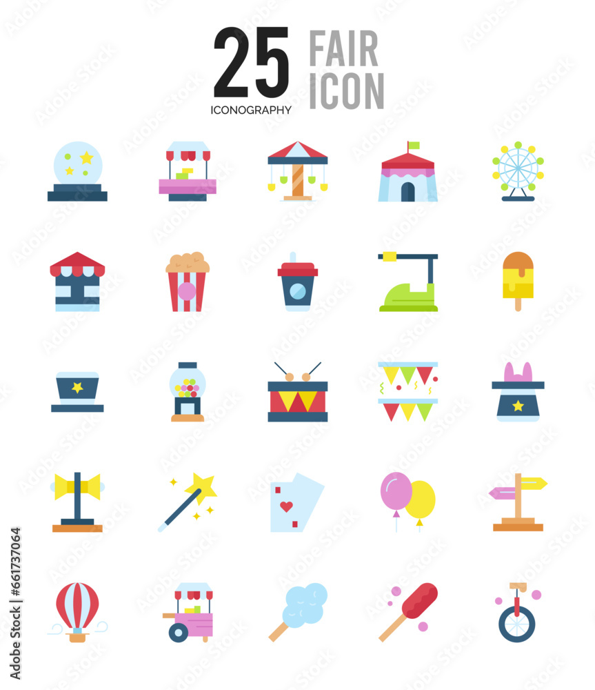 25 Fair Flat icon pack. vector illustration.
