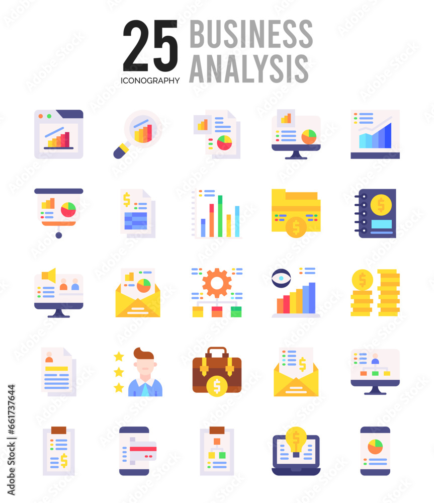 25 Business Analysis Flat icon pack. vector illustration. 25 Business Analysis Flat icon pack. vector illustration.