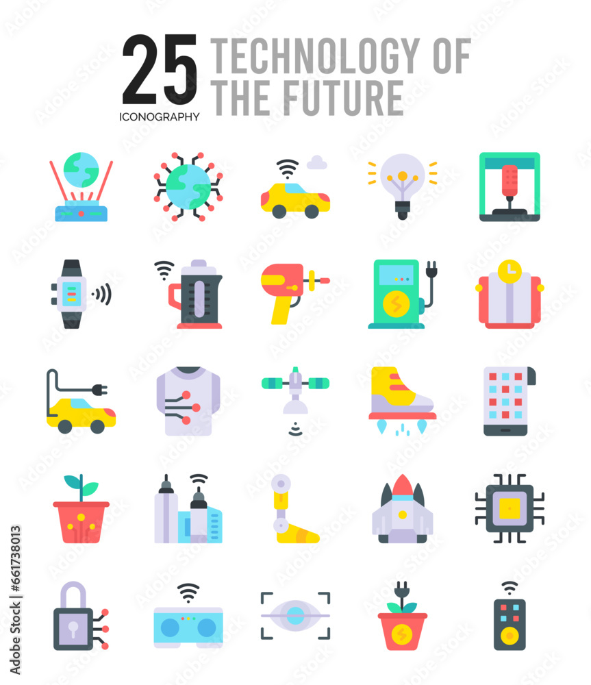25 Technology of the Future Flat icon pack. vector illustration. 25 Technology of the Future Flat icon pack. vector illustration.