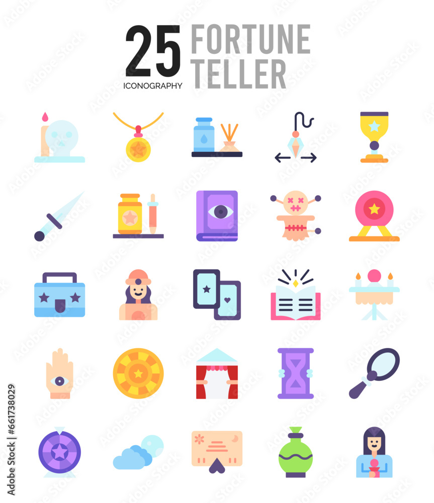 25 Fortune Teller Flat icon pack. vector illustration. 25 Fortune Teller Flat icon pack. vector illustration.