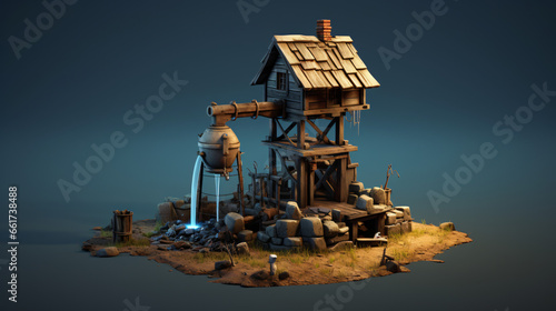 Water well 3d illustration