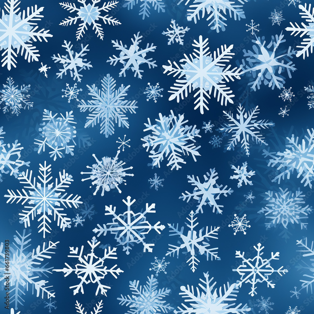 winter background endless tiles, snowflakes on blue winter background endless tiles, snowflakes on blue