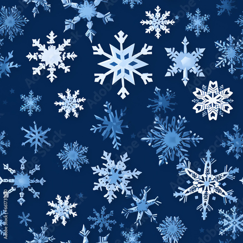 winter background endless tiles, snowflakes on blue
