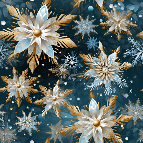 winter background endless tiles, snowflakes on blue