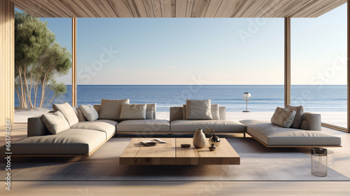Perspective of modern luxury living room with grey sofa © Ashley