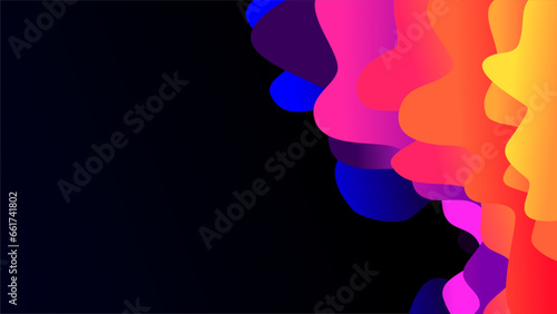 Irregular overlay colorful waves sunset sunrise pallette copy space background.