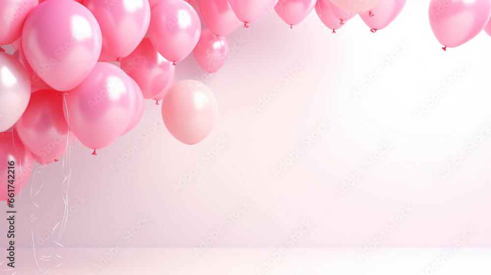 Pink color of balloons floating out from hole minimal