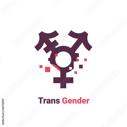 sign for transgender, pixel gender image logo icon isolated on white background