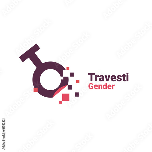 sign for travesti, pixel gender image logo icon isolated on white background