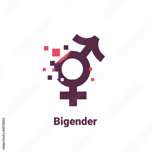 sign for bigender, pixel gender image logo icon isolated on white background
