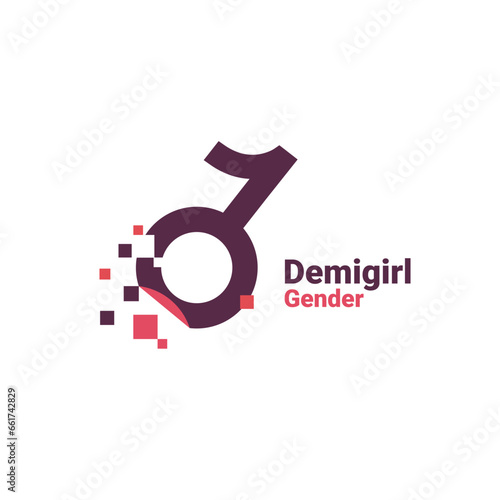 sign for demigirl, pixel gender image logo icon isolated on white background
