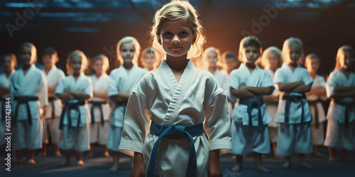 photography of happy children in karate uniform © Starcom