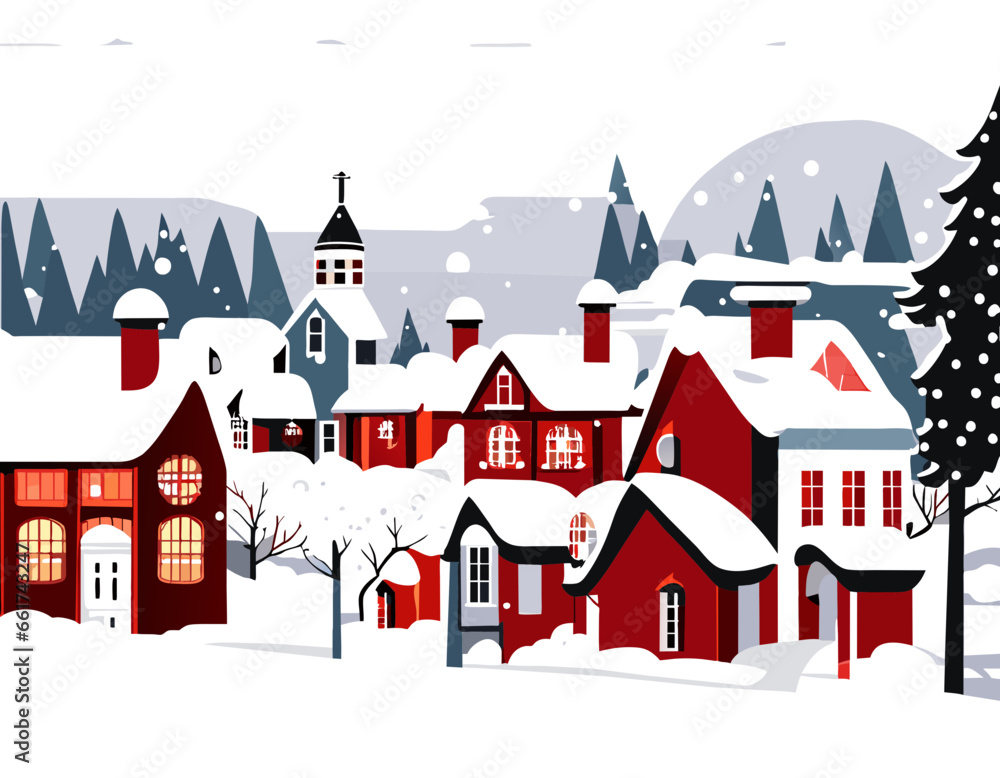 Snowing of village Snowing of village