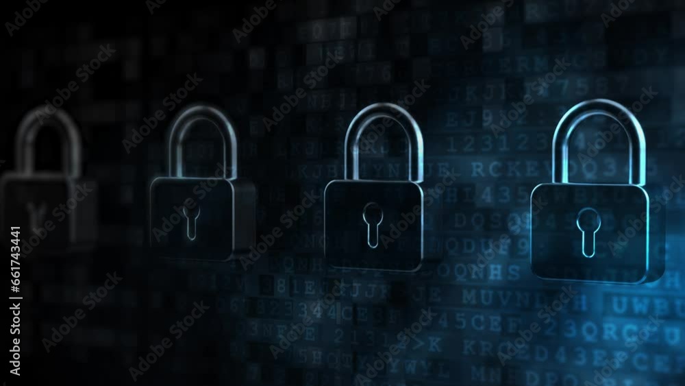 Security concept: Lock on digital code background Security concept: Lock on digital code background