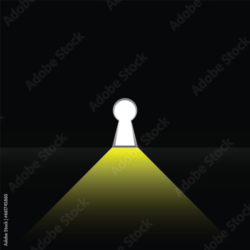 Light bulb coming through from door keyhole. New solution idea concept for business template.