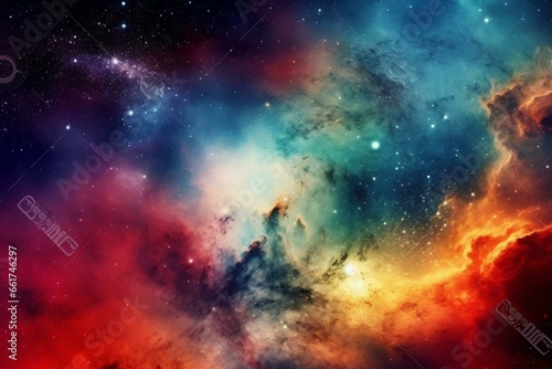Colorful background with galaxy  stars  and cosmic gas nebula. Generative AI