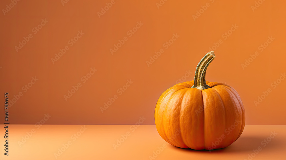 A single pumpkin on a brown background or wallpaper A single pumpkin on a brown background or wallpaper