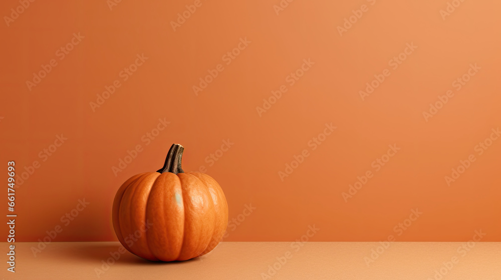 A single pumpkin on a brown background or wallpaper A single pumpkin on a brown background or wallpaper