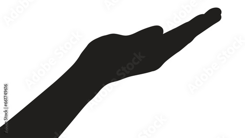 Vector silhouette of a hand on a white background, hand palm, hand silhouette, black flat hand vector illustration