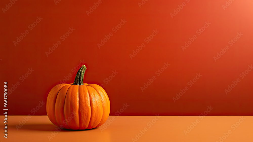A single pumpkin on a scarlet background or wallpaper A single pumpkin on a scarlet background or wallpaper