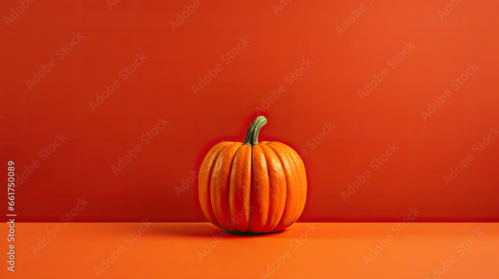A single pumpkin on a scarlet background or wallpaper A single pumpkin on a scarlet background or wallpaper