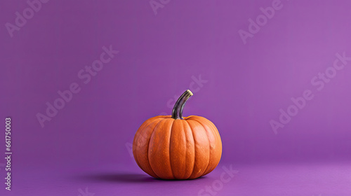 A single pumpkin on a violet background or wallpaper
