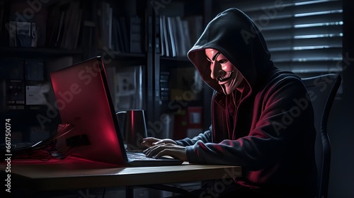 Hacker infront of his computer , cybercrime , AI  generative photo