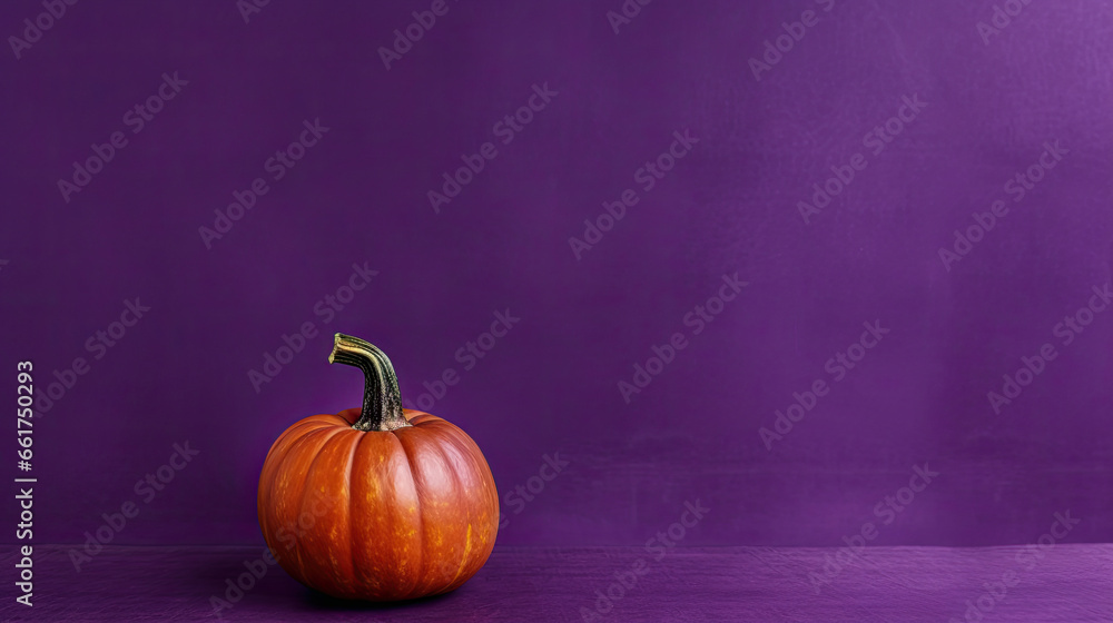 A single pumpkin on a dark purple background or wallpaper A single pumpkin on a dark purple background or wallpaper