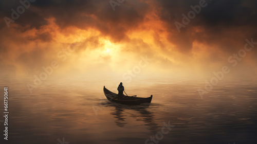 Boat person fog