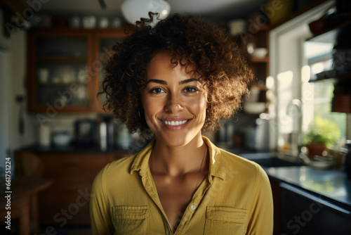Young African American woman at home