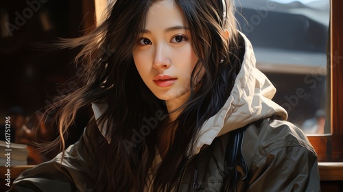 Portrait Young Japanese Woman With Jacket 12707368.Ht 5302Fe  Background Images   Hd Wallpapers  Background Image