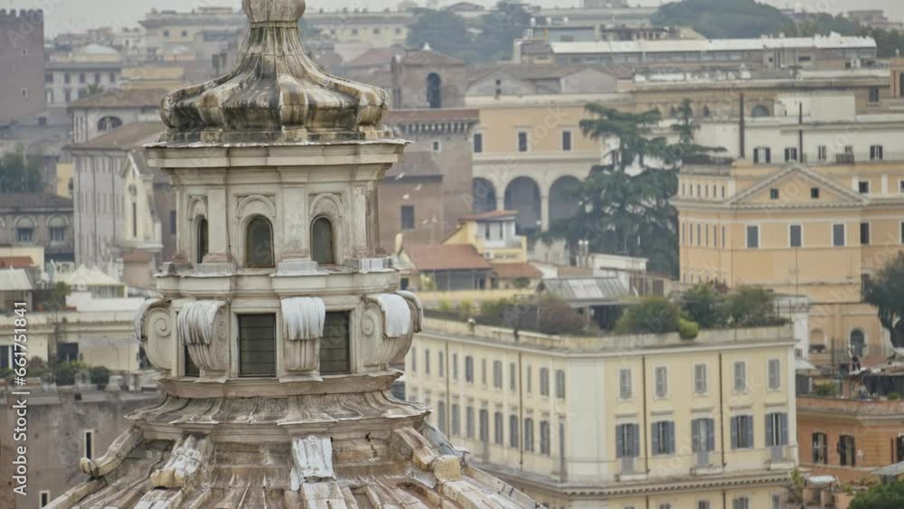 Ancient Building Top In Rome - Steady cam, zoomed in Ancient Building Top In Rome - Steady cam, zoomed in