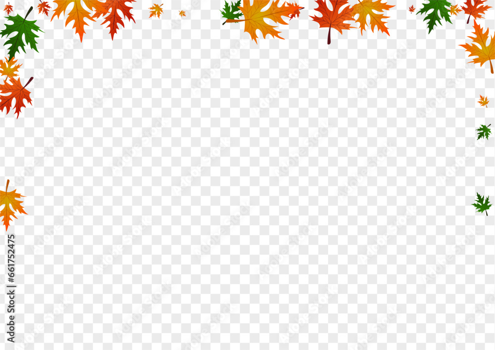 Red Leaves Background Transparent Vector. Plant Flying Design. Brown Giving. Tree Texture. Yellow Foliage Celebrate.