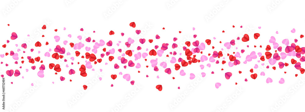 Fond Heart Background White Vector. Folded Pattern Confetti. Pink February Frame. Tender Heart Congratulation Illustration. Violet Honeymoon Texture.