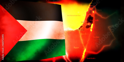 Conflict between Israel and Palestine banner illustration photo