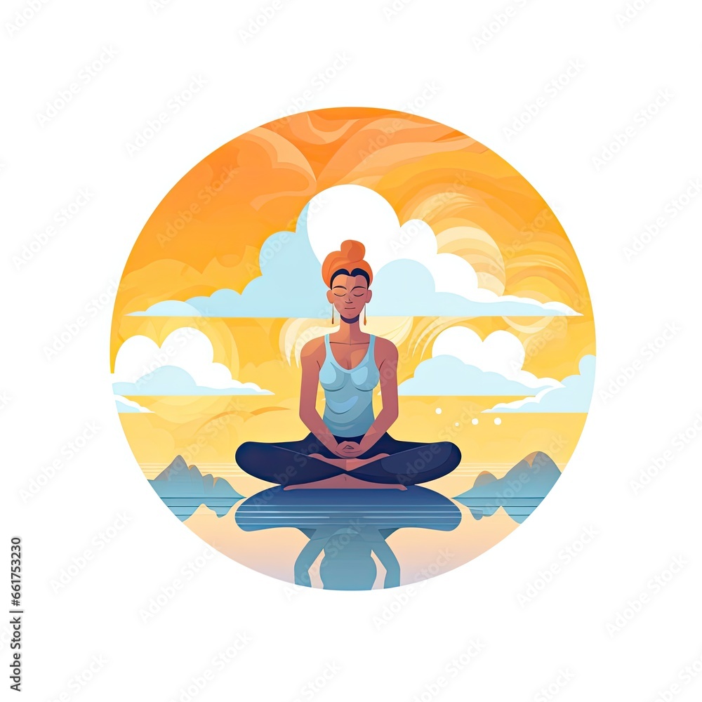 A Person Doing Breathing Meditation, Flat Art