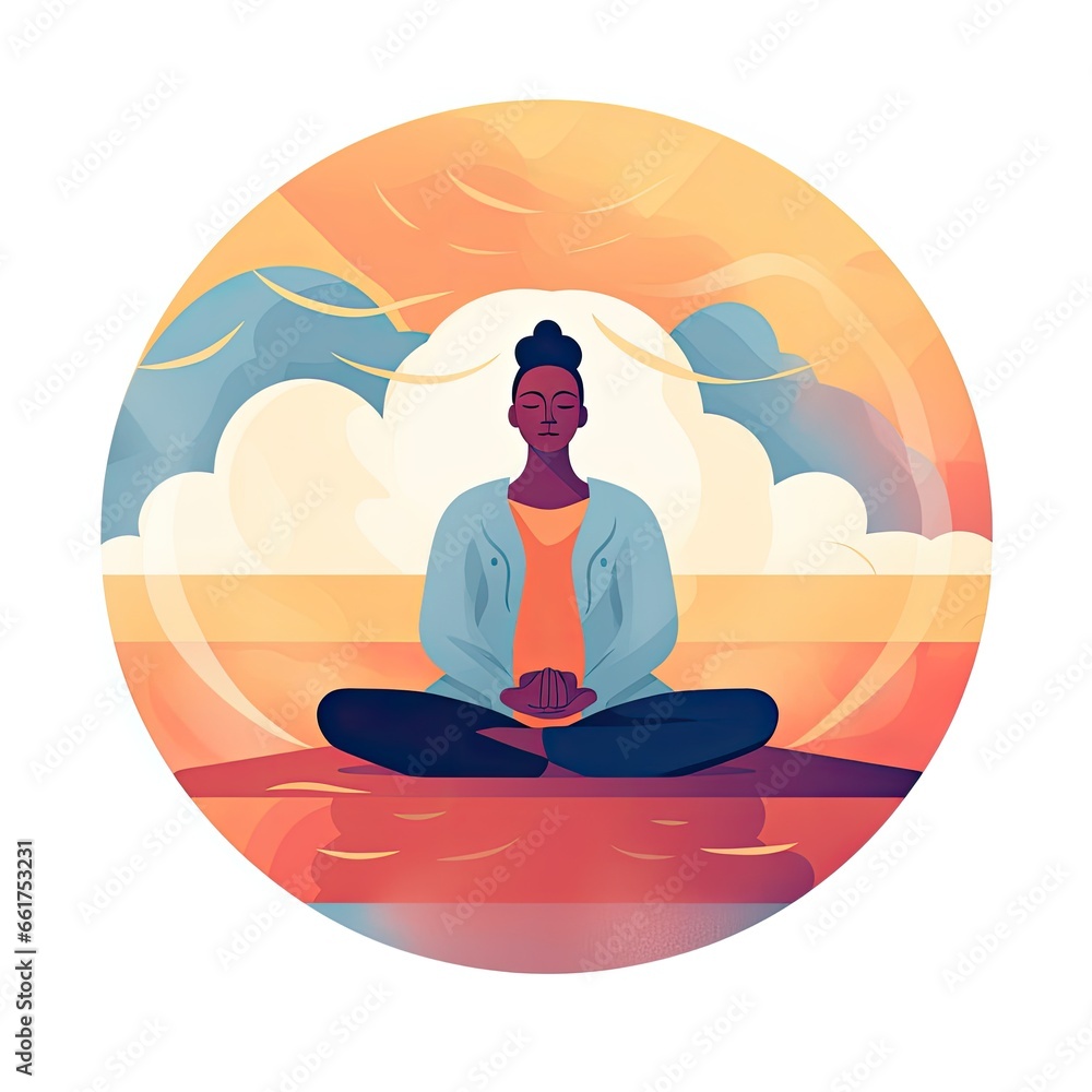 A Person Doing Breathing Meditation, Flat Art