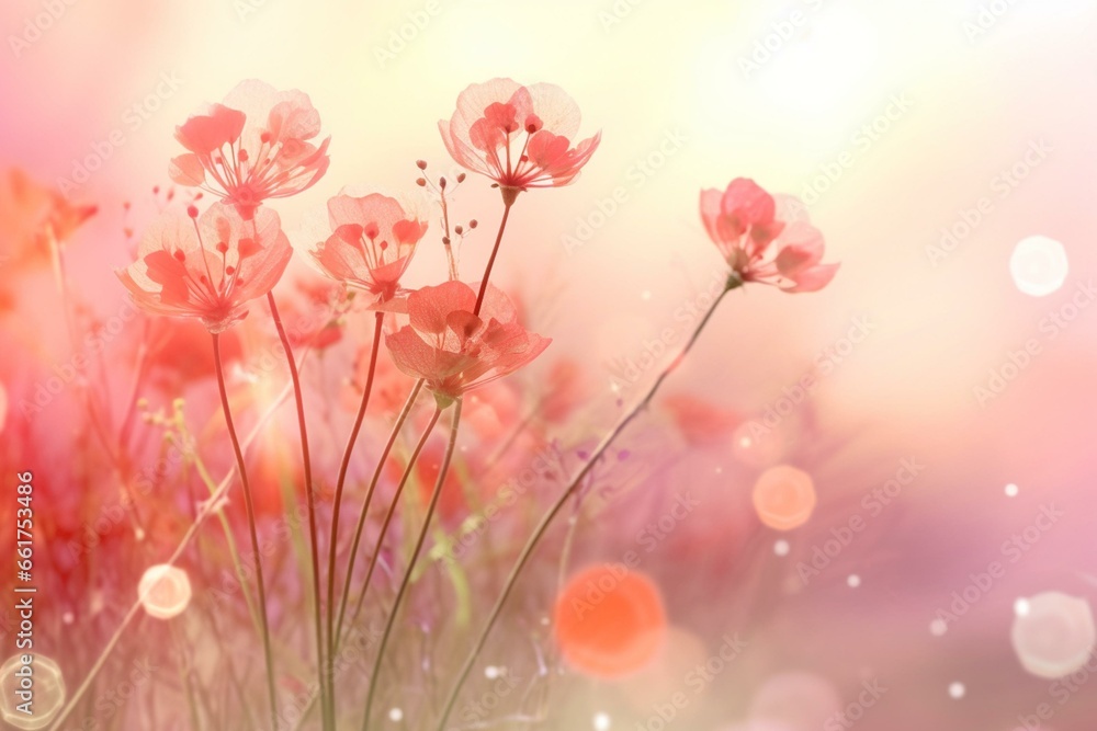 Cheerful love day, delicate flower theme, soft focused backdrop. Generative AI
