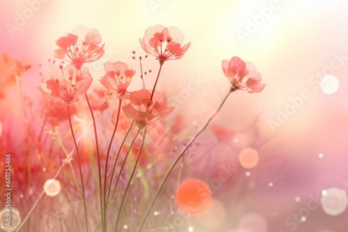 Cheerful love day, delicate flower theme, soft focused backdrop. Generative AI